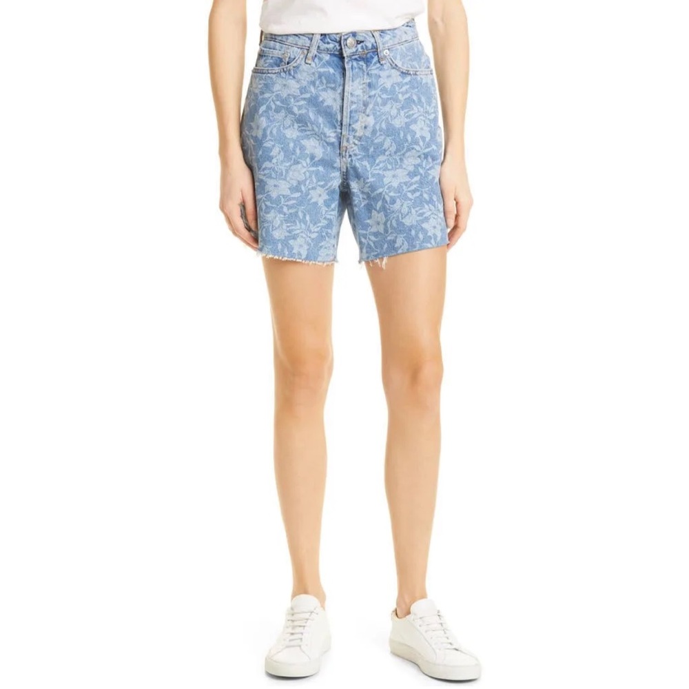 Rag & Bone Maya High Waist Raw Hem Denim Shorts Size 24